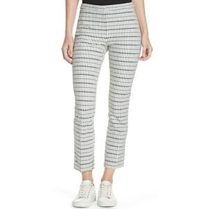 THEORY Black & White VISCOSE GRID Stretchy Sz 4 Classic Skinny Cropped Pants
